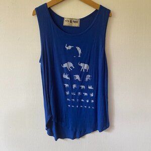 4th & Rose Tank Top Women's Small Sleeveless Blue Elephant Graphic Tank